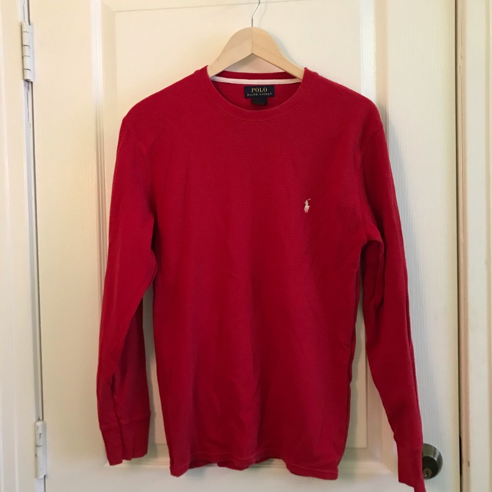 mens red polo sweater